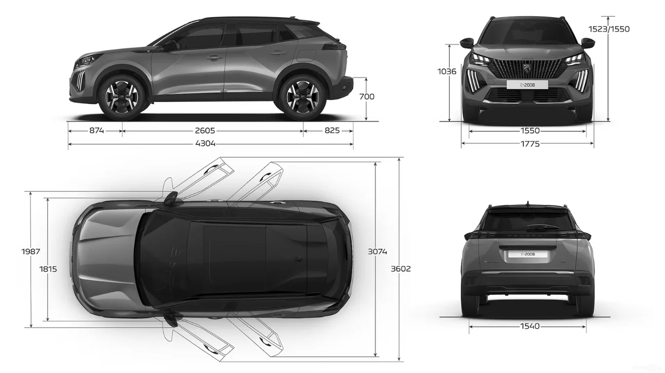 Peugeot e-2008 dimension